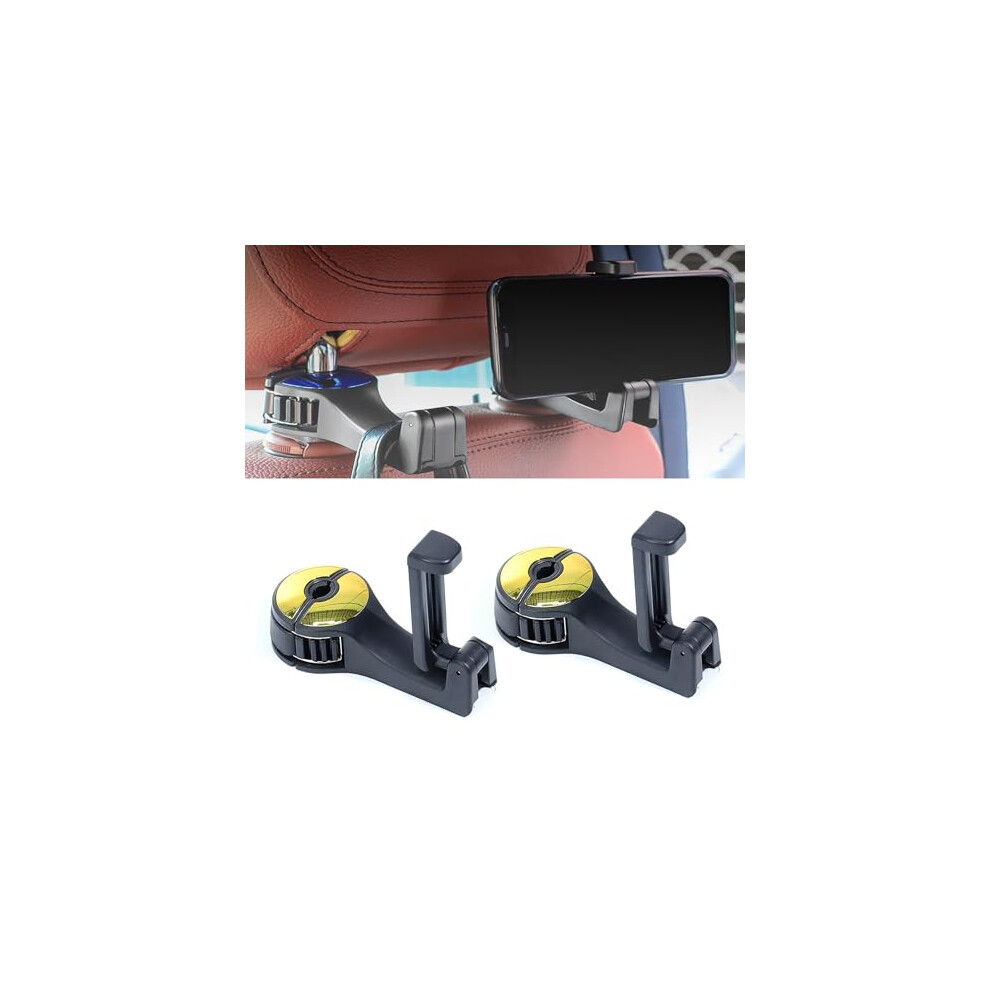 2 Pcs 2 In 1 Car Seat Headrest Hooks For Mercedes Benz Cls, 360 Rotatable Hidden Hook And Phone Holder 9330225063094