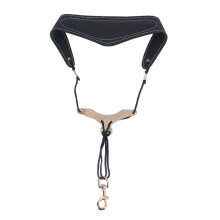 Adjustable Black Leather Saxophone Neck Strap for Saxophone Breathable Y Shape