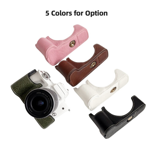 Étui pour EOS M50/M50 II/M5 avec sangle Noir/Blanc/Rose 2