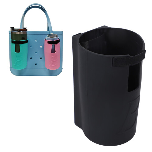 Silicone Beach Bag Cup Holder Black