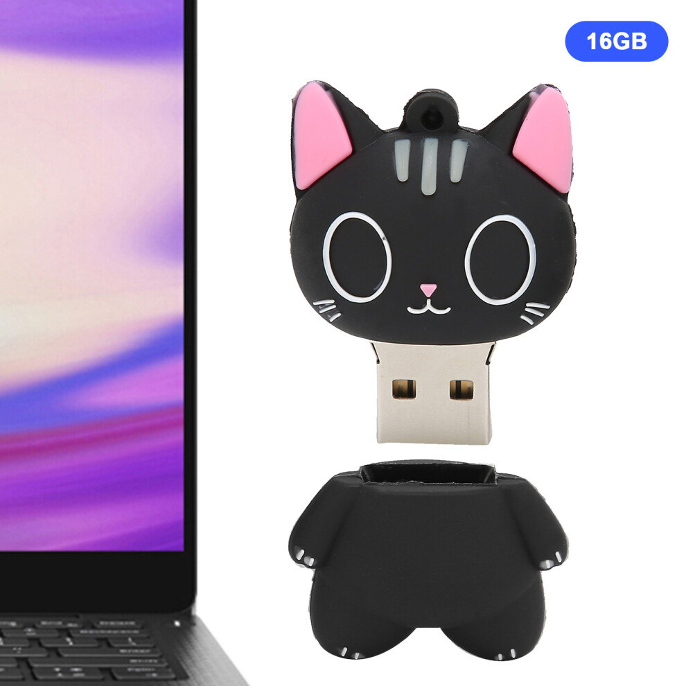 Cartoon Cat 16Gb Usb Flash Drive Data Storage U Disk Compatible Windows/Linux Black 8431391683176