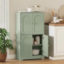 HOMCOM 110cm Kitchen Cupboard with 4 Arched Doors and 2 Adjustable Shelves