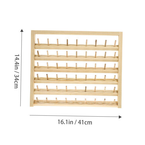 Wood Thread Rack Organizer with Solid Wood Construction, Clear Tangle Storage for Sewing and Embroidery 1