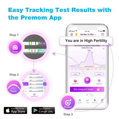 Easy@Home 25 Ovulation Test Strips, Ovulation Predictor Kit, Powered by Premom Ovulation Predictor iOS and Android App, 25 LH Strips 2