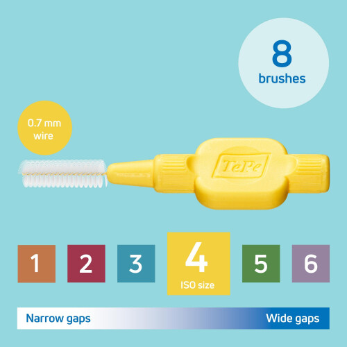 Tepe TePe Interdental Brush Extra Soft Yellow 0.7mm/ISO 4 8pcs efficient Cleaning Between 2