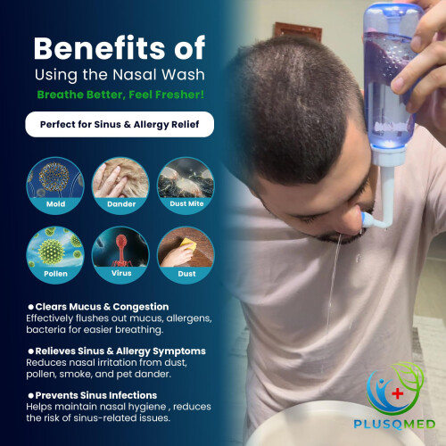 Nasal Rinse Kit – 300ml Bottle + 20 Saline Packets – Neti Pot for 1