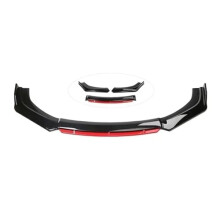 Front Bumper Lip and Car Front Splitter for Audi A4 A6 S4 S6 B6 B7 B8 Wagon Avant, Black Red, 4pc