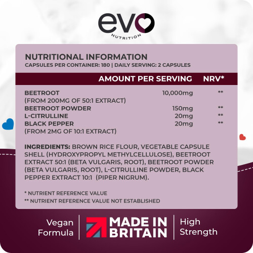 Beetroot Complex & L|Citrulline 10000mg | 180 Capsules | High Strength | 1