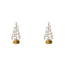 2X Christmas Metal Crystal Christmas Tree Lamp Christmas Tabletop Crystal Tree with LED Lights Xmas Tree Decorations S