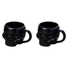 2X Halloween-Totenkopf-Tasse mit , Deckelloser Keramikbecher, Lustige Wasser-, Bier-, Milch-, Mokka-Tasse, Kreativer Modellierbecher, 600 Ml B