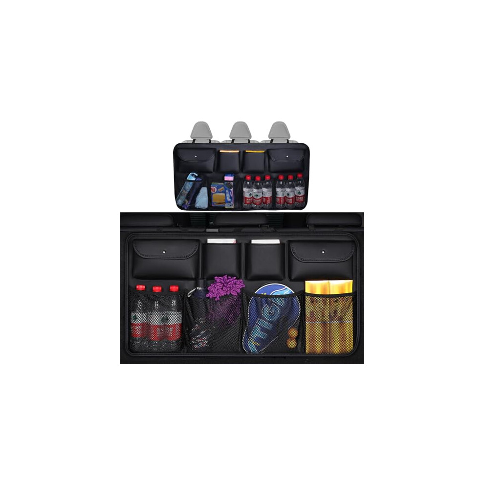 Leather Hanging Car Trunk Organizer For Lynk And Co 02, Large Capacity Multipocket Storage Bag, A2 Black 9092120240344