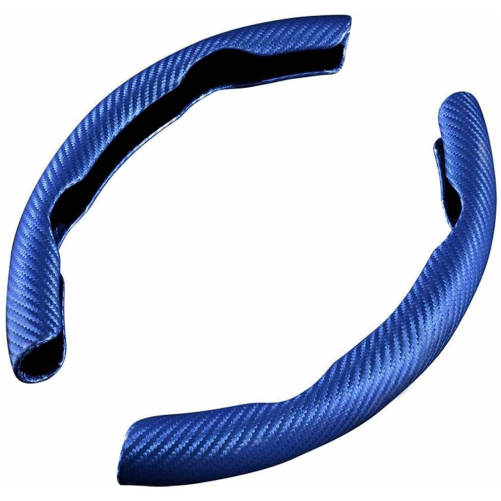Carbon Fiber Steering Wheel Cover For Nissan Maxima Micra Murano 2000Â2025, AntiâSlip Breathable Design, 2 Pcs Microfiber Leather Blue 9073542757115