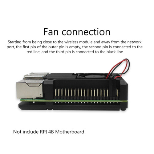 Aluminum Case for Raspberry Pi 4B Heatsink with Cooling Fan+Thermal Pad for RPI 4B Development Board Protective Shell 2
