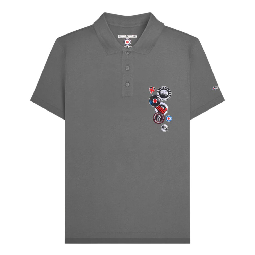 Lambretta (L, Iron) Mens Badge Polo Shirt Multicoloured
