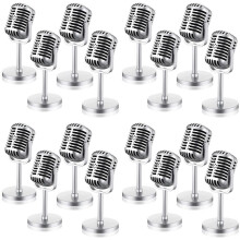 16Pcs Retro Microphone Props Model Vintage Microphone Antique Microphone Toy Microphone Stage Table Decor,Silver