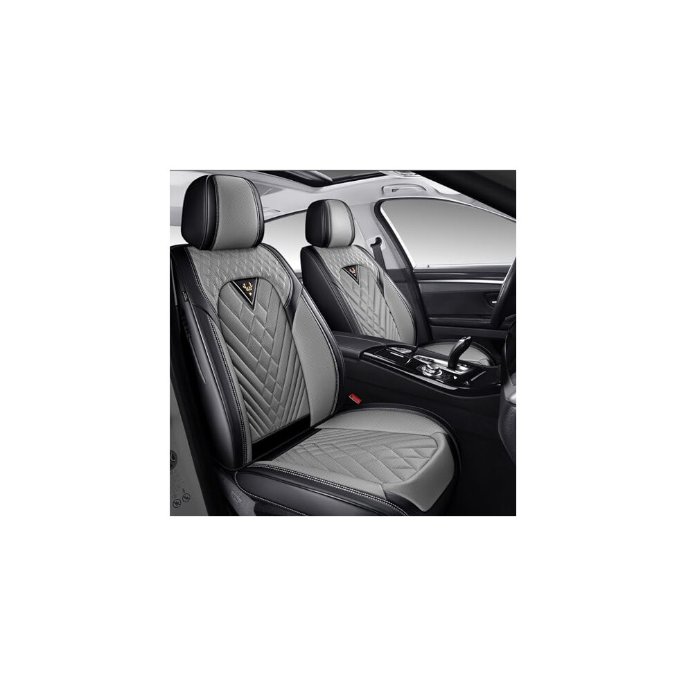 Waterproof Leather Car Seat Covers For Audi Q8 2019Â2026, Customfit Front Seat Protectors Gray/Black 9330225065135
