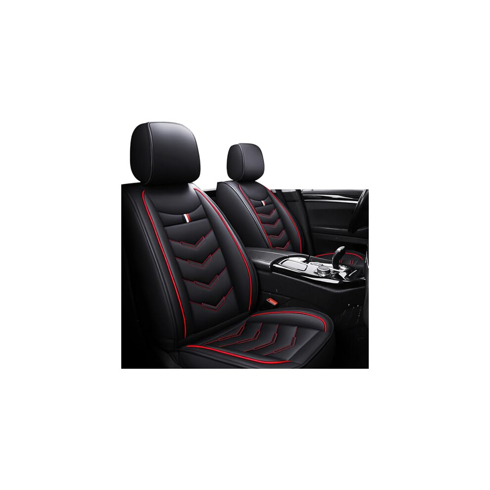 Custom Fit Waterproof Leather Car Seat Covers For Nissan Rogue Sport 2017Â2025 Front Seats Black/Red 9092120240467