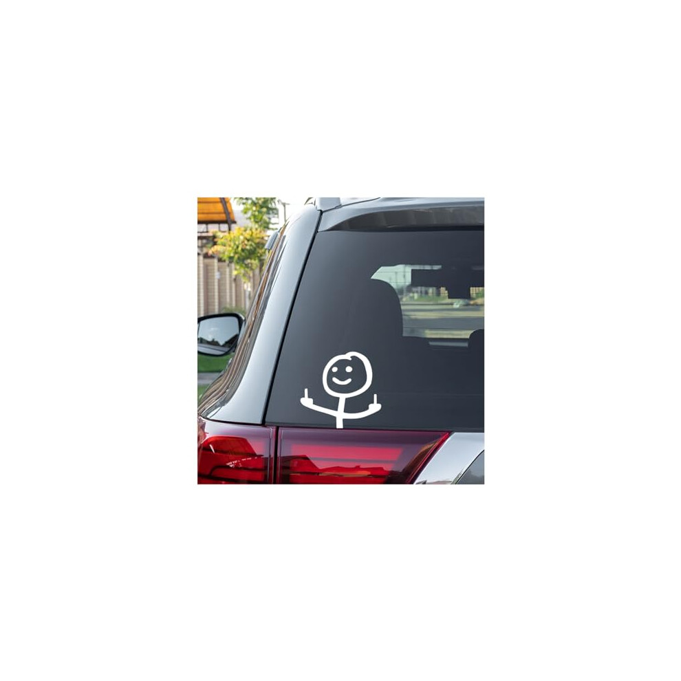 Funny Car Decal Waterproof Vinyl Bumper Sticker With Middle Finger Design For Car Truck Window Laptop (White) White 9073542757245