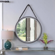 LED Hanging Mirror Round Wall Mirror with Dimmable Lights