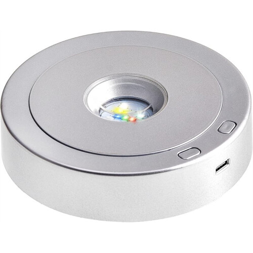 Rotating LED Display Base Colorful Light Crystal Display Base Stand,Suitable for Glass Crystal Spherical Artwork