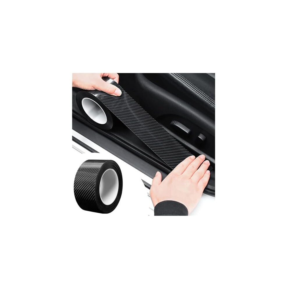 Carbon Fiber Car Wrap Door Sill Protector Tape 7Cm X 10M ScratchâResistant Waterproof Film Black 9073542757399