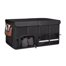 Car Trunk Organizer with Lid 72L for Audi A6, Collapsible Multi Compartment Oxford Storage Box