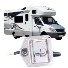 Stainless Steel Chrome Trailer Door T Handle with 2 Keys, 102x93mm