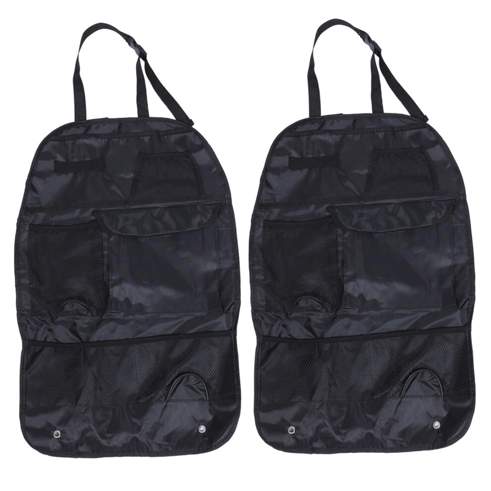 Car Back Seat Organizer 2Pcs Oxford Cloth MultiâPocket Storage And SeatâBack Protection Black 9092120240863