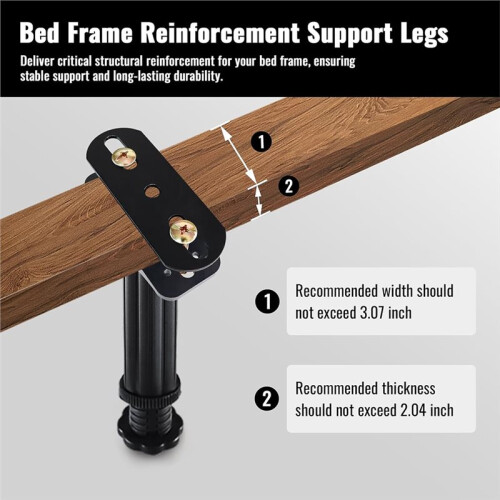8PCS Adjustable Height Bed Support Legs 5.0-7.8inch Heavy Duty Bed Frame Support Legs for Bed Slat and Frame Support 2