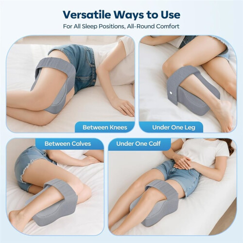 Knee Pillow for Side Sleepers with Adjustable Strap - Memory Foam Leg Cushion, Comfortable Sleeping Support 2