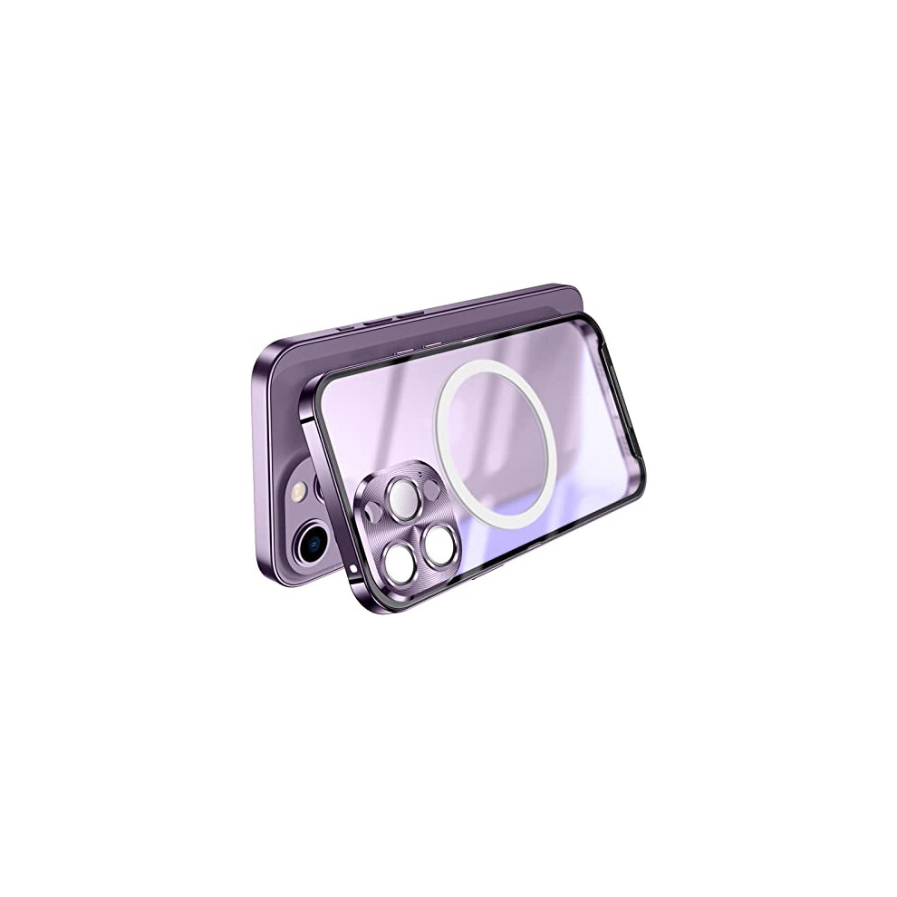 Case With Aluminum Frame, Shockproof Metal Bumper And Camera Lens Protection (Purple) For Magsafe Iphone 14 Plus Purple 9330225065906