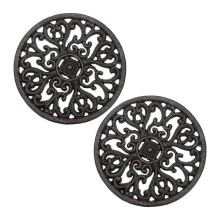 2Pcs Round Cast Iron Trivets,6.7 Inch Iron Trivets for Hot Dish Pot,Rustic Cast Iron Hot Dish Plate Holder