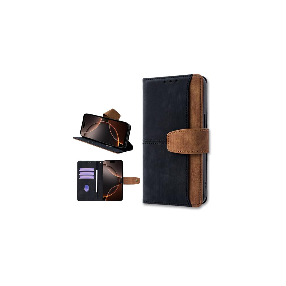Wallet Case Leather Flip Cover With Card Holder Magnetic Closure Kickstand For Lg Q70 Black 9092120241068