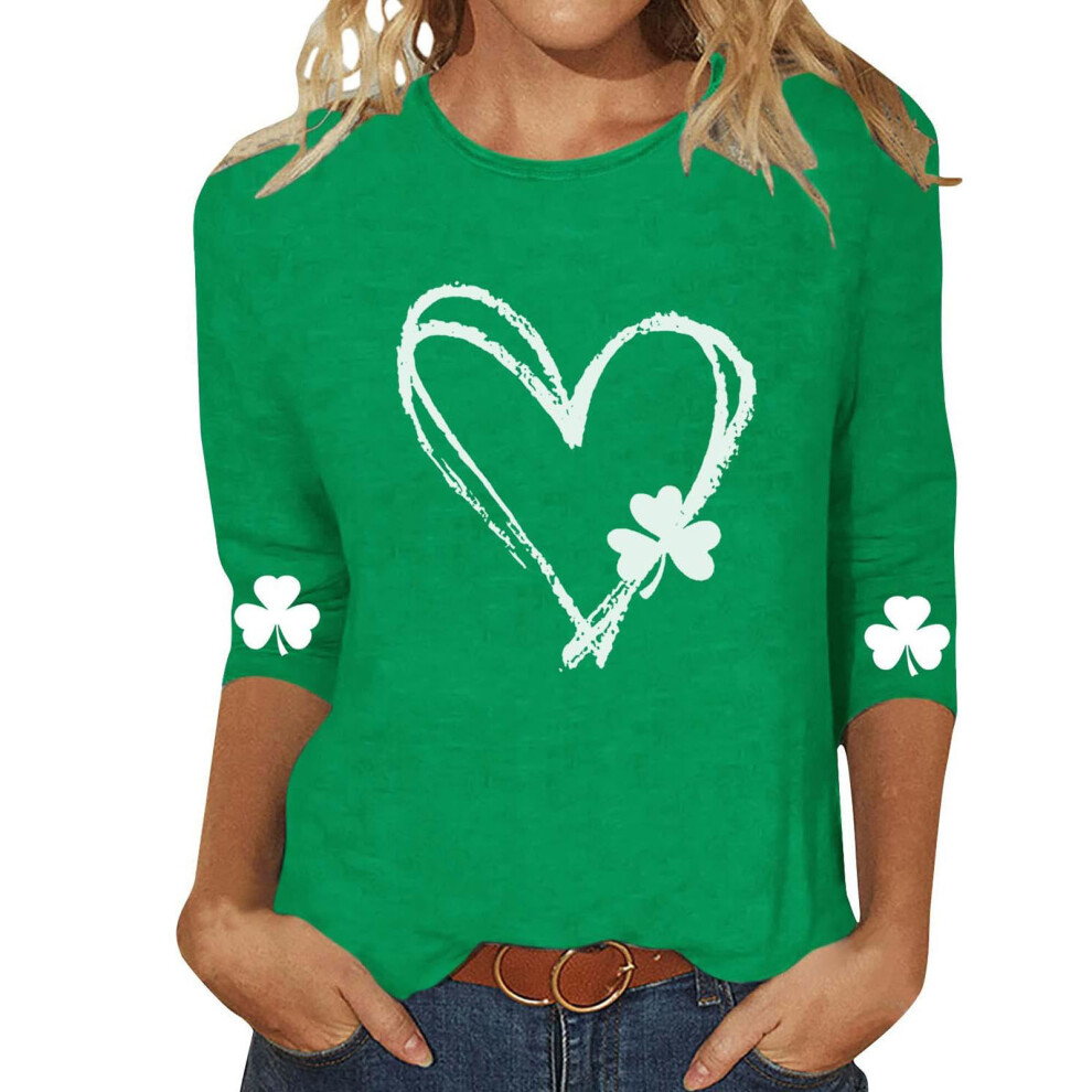 t Patricks Day Shirt Women 3/4 Sleeve Tops-Army Green M