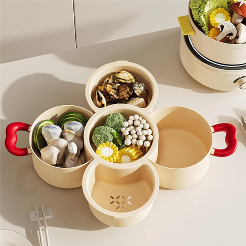 Multi Functional Kitchen Tray for Vegetables Divided Compartments Draining Holes Stackable Design Storage Plate B 2