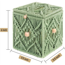 Handmade Tissue Box Cover Decorative Macrame Boho Square Tissue Holder Cotton Rope Woven Napkin Facial Paper Organizer