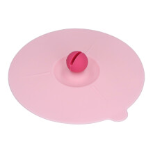 Pink Silicone Cup Lid 14x15cm Heat-Resistant Dustproof Cover