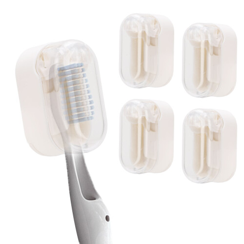 4pcs Wall Mount Toothbrush Case, Clear Plastic, Self-Adhesive Covers 2