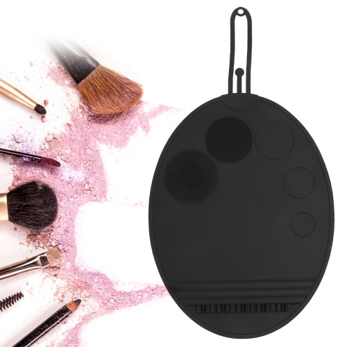 Silicone Makeup Brush Cleaning Mat Multi Textures Large Portable Black 1