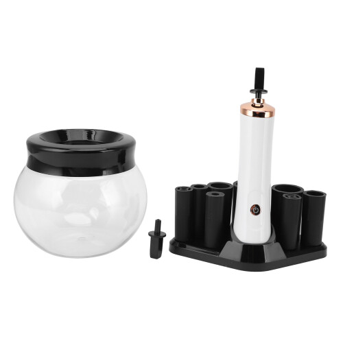 Makeup Brush Cleaner Dryer 8 Silicone Collars Deep Cleaning Automatic White 1