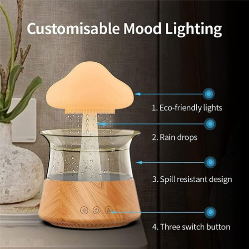 Rain Humidifier Diffuser with 7 Colors Night Lights, Essential Oil Aroma Therapy Diffuser with Remote Control 1