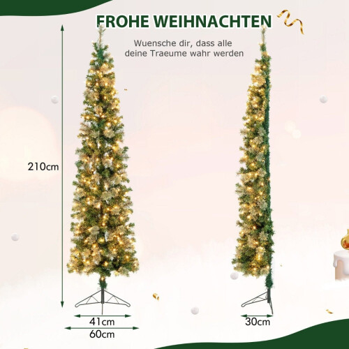210cm Pre-Lit Halvt Træ Juletræ Halvt kunstigt træ 1
