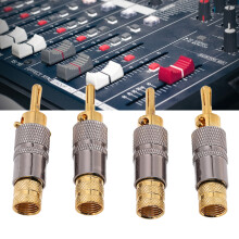 24K Gold Banana Audio Plugs 4 Pack for HiFi Speaker Cables Fits 8.7mm Diameter