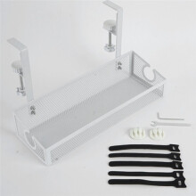 No Drilling Extendable Under Desk Box Tray and Cord Organizer Clamp Mount Computer Desk Wire Organizer
