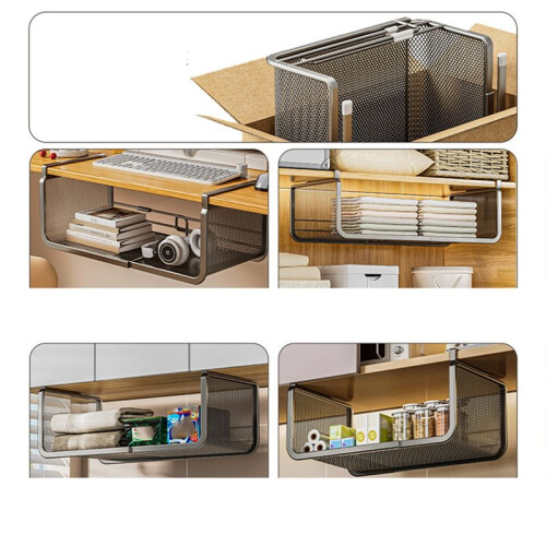 Organizzatore Espandibile per Cestini Sospesi Sottopensile per Cucina, Dispensa e Credenza - Nero 2