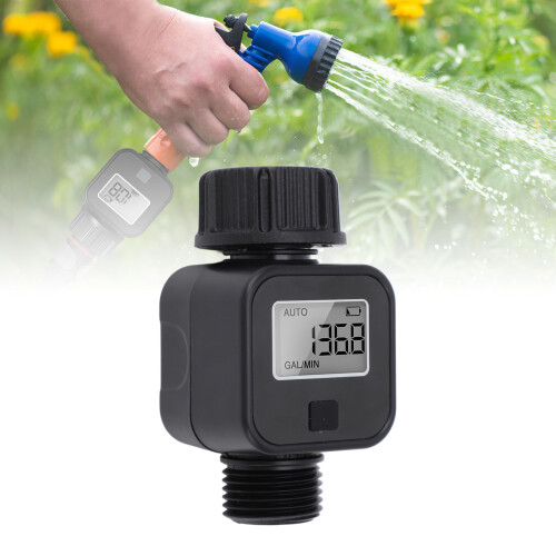 3/4 Inch Water Flow Meter LCD Display, 45.5L/min, 99999L Range 2