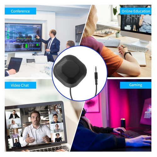 360 Omnidirectional Desktop Microphone, Black, 48KHz, 15cm