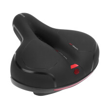 Atmungsaktischer, wasserabweisender Fahrradsattel mit nächtlichem Reflexstreifen Schwarz/Rot