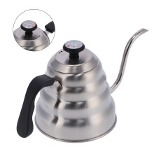 1200ML Stainless Steel Coffee Pot with Thermometer, Silver & Black