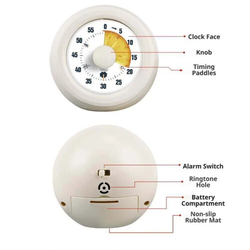 Manager 60 Minute Visual Timer for Kitchen and Self-Discipline White
